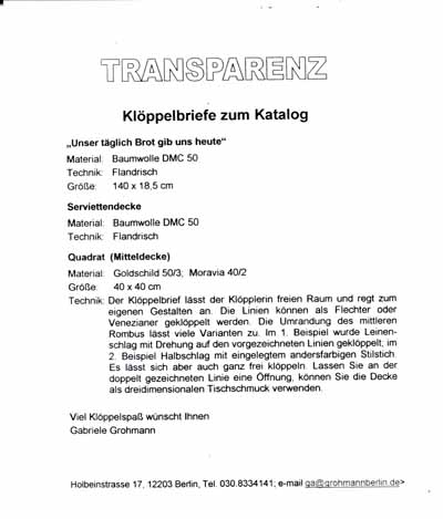 Klppelbriefe zu Transparenz von Gabriele Grohmann